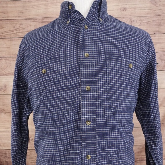 ROUNDTREE & YORKE OXFORD BLUE CHECK BUTTON DOWN SHIRT MENS SZ M MEDIUM - Picture 1 of 7